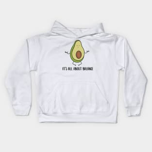 Avocado Doing Yoga, Funny Zen Mediation, Balance Kids Hoodie